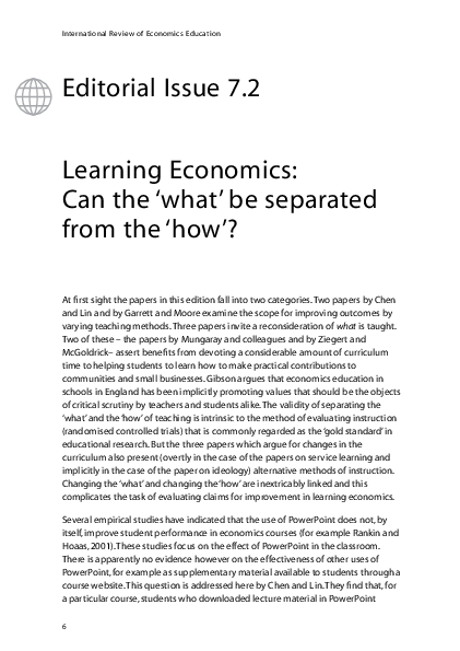 (PDF) Learning Economics: Can the ‘what’ be separated from the ‘how’?