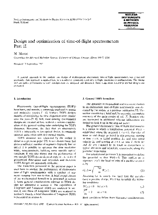 (PDF) Design and optimization of time-of-flight spectrometers
