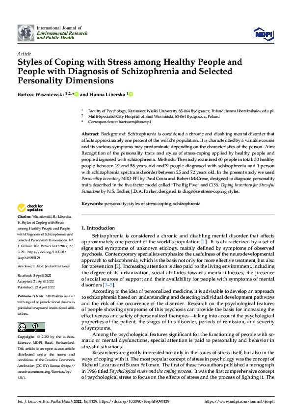(PDF) Styles of Coping with Stress among Healthy People and People with ...