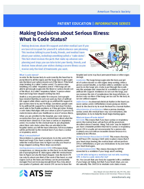 (PDF) Making Decisions about Serious Illness: What Is Code Status?