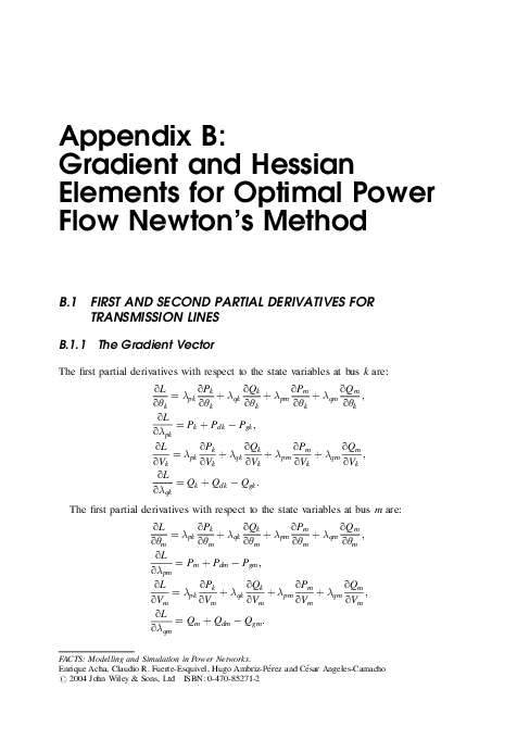 (PDF) Appendix B: Gradient and Hessian Elements for Optimal Power Flow ...