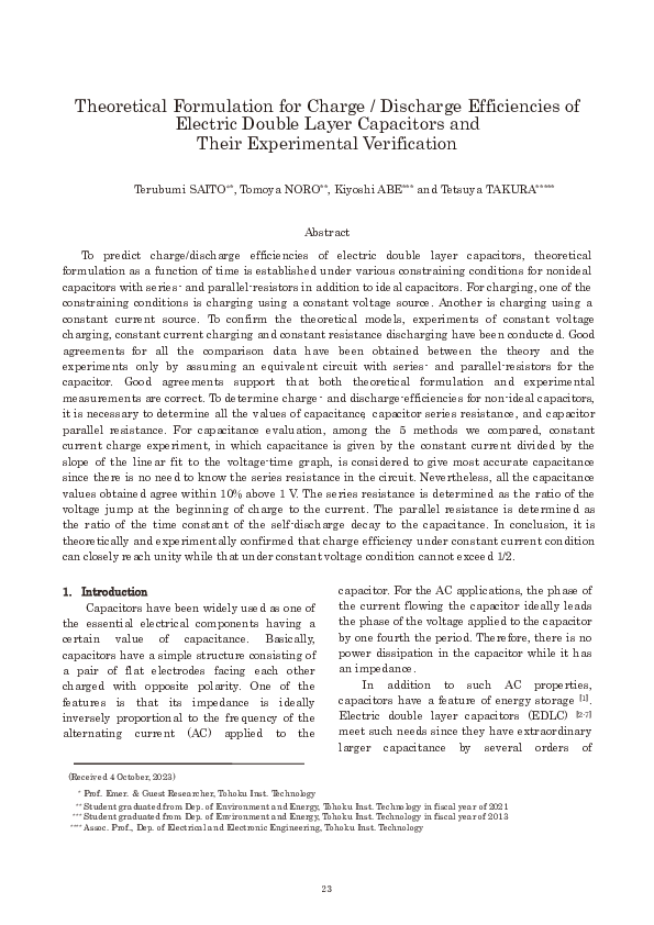 (PDF) Theoretical Formulation for Charge / Discharge Efficiencies of ...