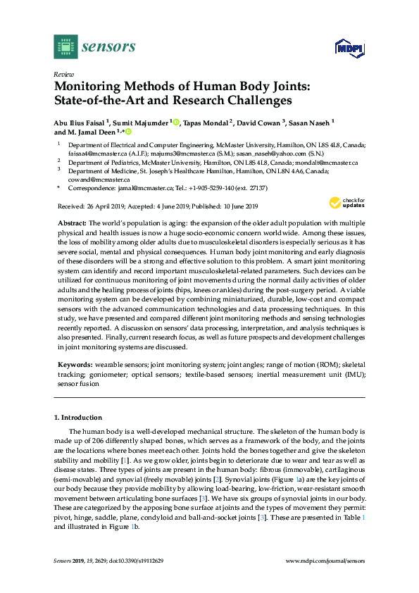 (PDF) Monitoring Methods of Human Body Joints: State-of-the-Art and ...