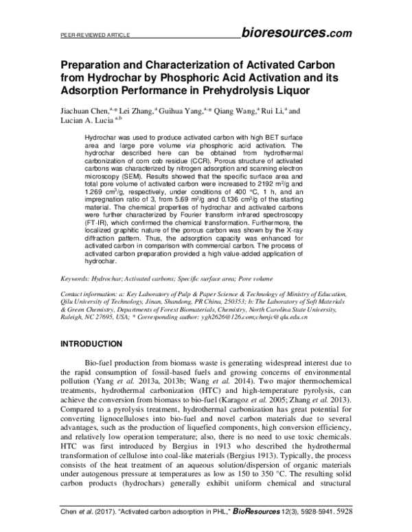(PDF) Preparation and Characterization of Activated Carbon from ...