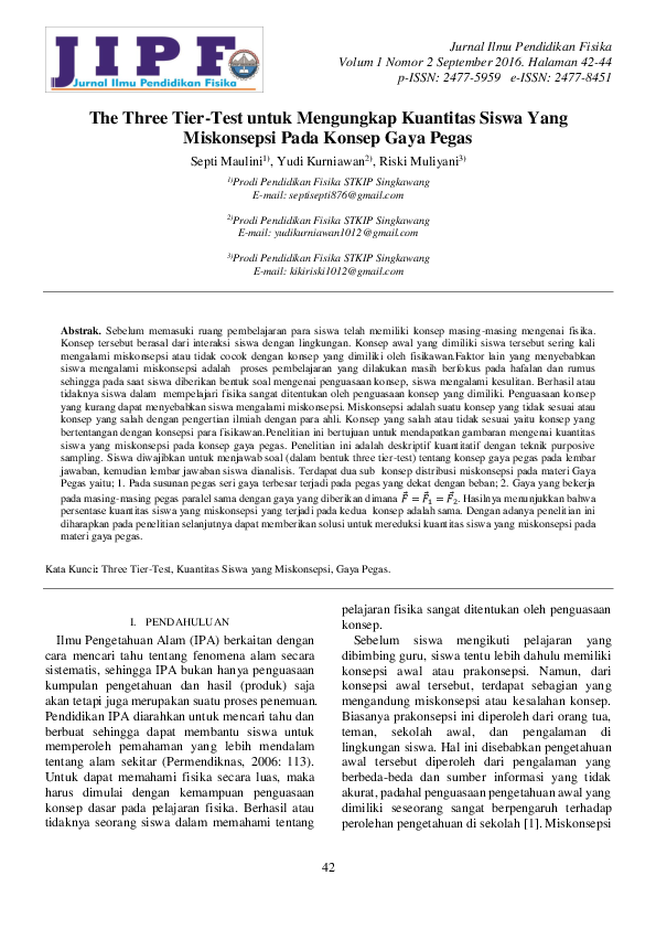(PDF) The Three Tier-Test untuk Mengungkap Kuantitas Siswa Yang ...
