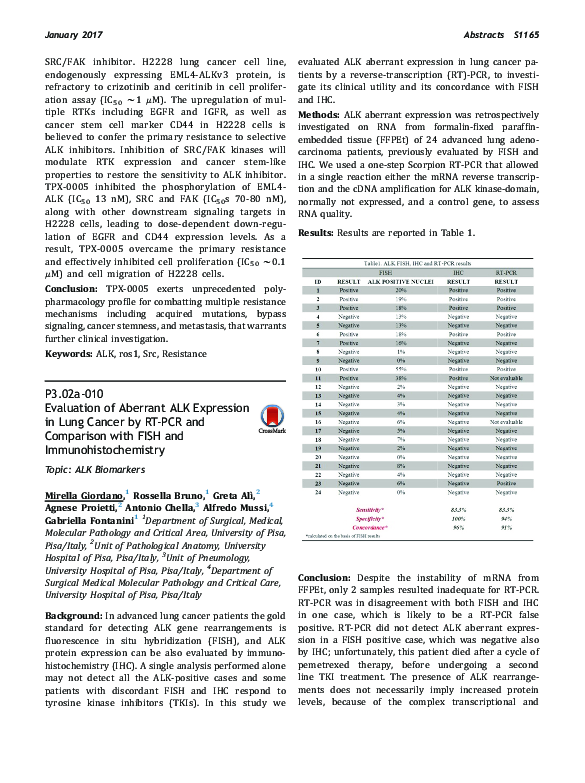 (PDF) P3.02a-010 Evaluation of Aberrant ALK Expression in Lung Cancer ...