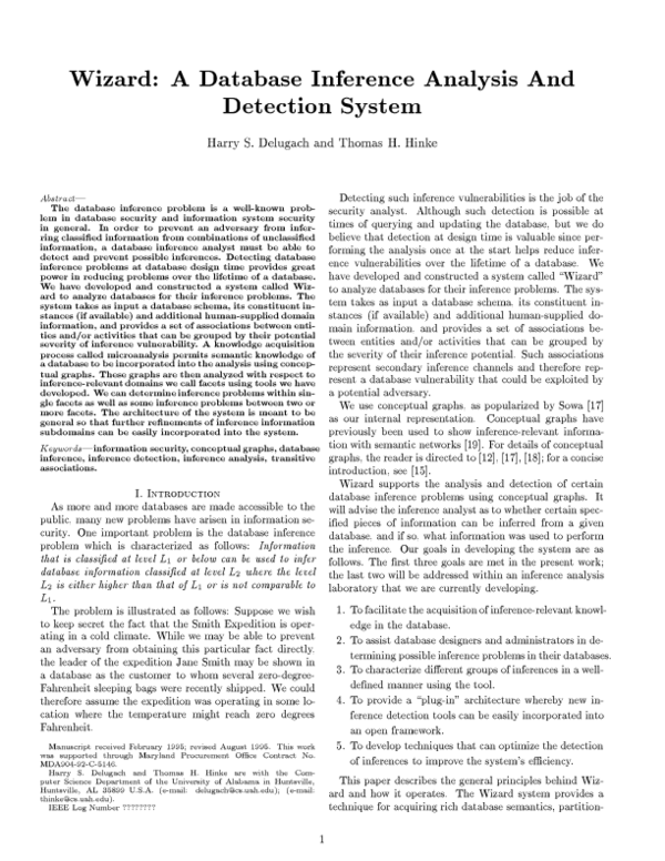 (PDF) Wizard: a database inference analysis and detection system