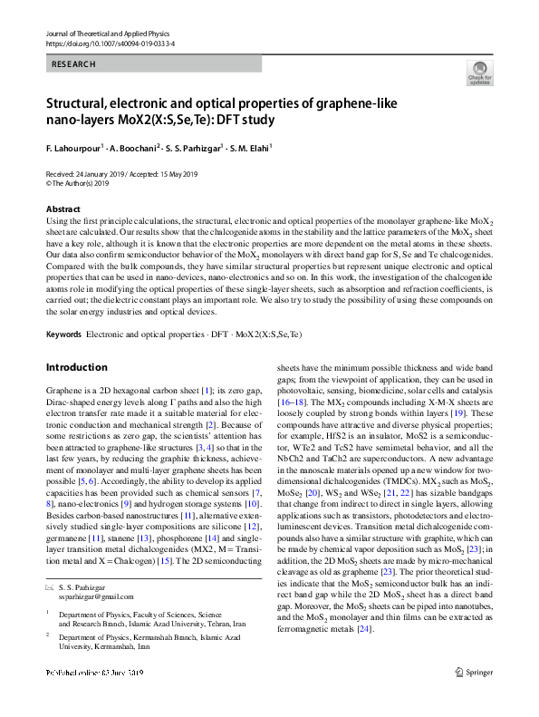 (PDF) Structural, electronic and optical properties of graphene-like ...