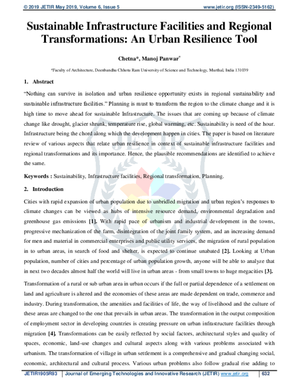 (PDF) Sustainable Infrastructure Facilities and Regional ...