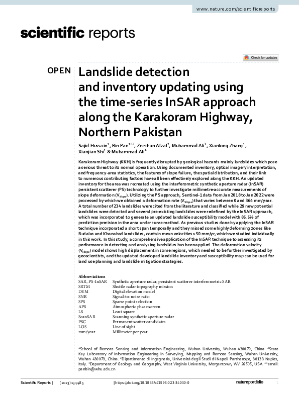 (PDF) Landslide detection and inventory updating using the time-series ...
