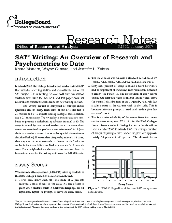 (PDF) SAT® Writing: An Overview of Research and Psychometrics to Date ...
