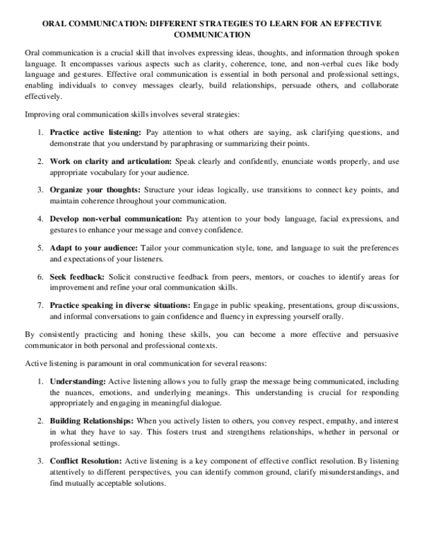 (PDF) ORAL COMMUNICATION DIFFERENT STRATEGIES TO LEARN FOR AN EFFECTIVE ...