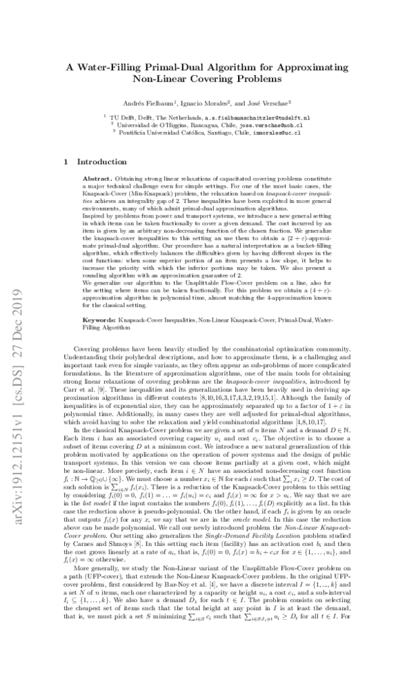 (PDF) A Water-Filling Primal-Dual Algorithm for Approximating Non ...