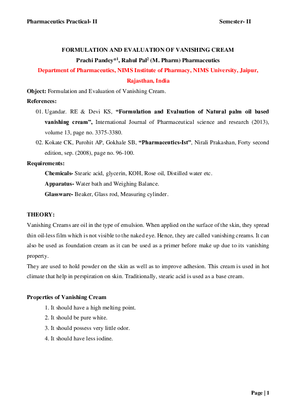 (PDF) 𝐂𝐨𝐬𝐦𝐞𝐭𝐢𝐜𝐬 𝐚𝐧𝐝 𝐂𝐨𝐬𝐦𝐞𝐜𝐞𝐮𝐭𝐢𝐜𝐚𝐥𝐬 𝐄𝐱𝐩𝐞𝐫𝐢𝐦𝐞𝐧𝐭𝐬: Formulation and ...