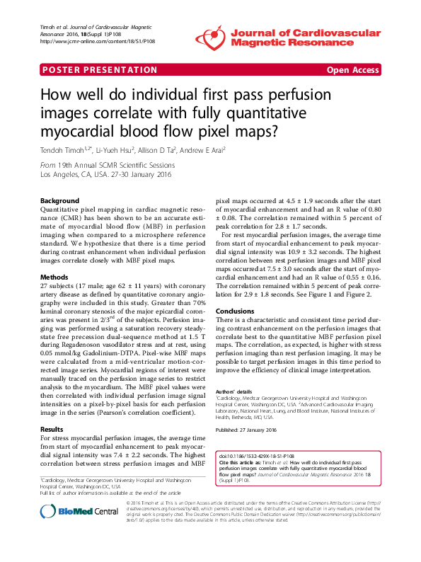(PDF) How well do individual first pass perfusion images correlate with ...