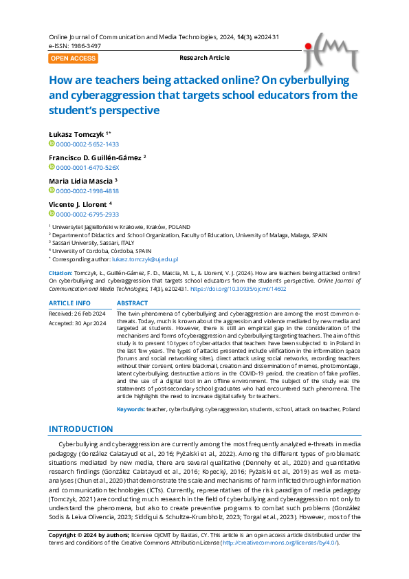 (PDF) How are teachers being attacked online? On cyberbullying and ...