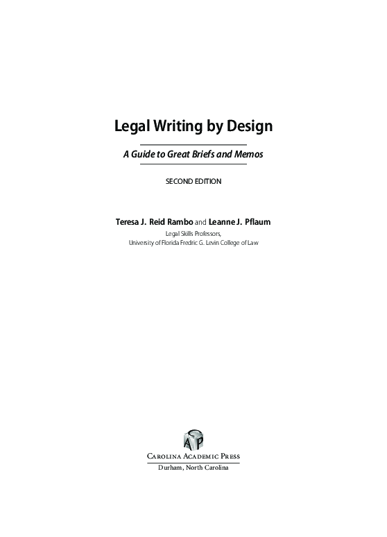 (PDF) Legal writing by design: a guide to great briefs and memos