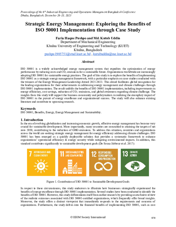 (PDF) Strategic Energy Management: Exploring the Benefits of ISO 50001 ...