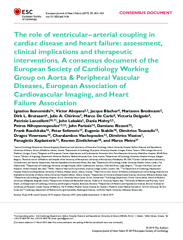 (PDF) The role of ventricular–arterial coupling in cardiac disease and ...