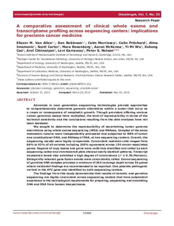 (PDF) A comparative assessment of clinical whole exome and ...