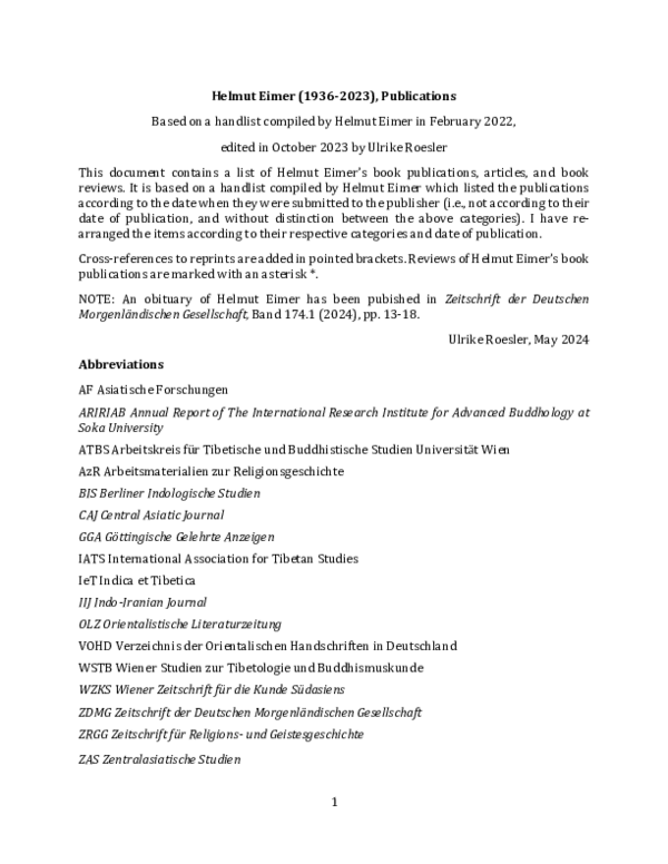 (PDF) Helmut Eimer, 1936-2023, Publications