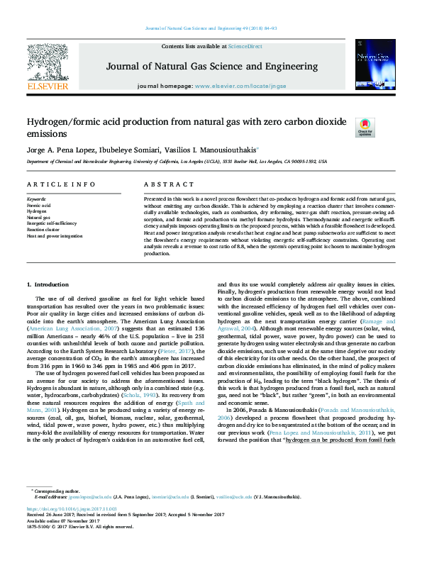 (PDF) Hydrogen/formic acid production from natural gas with zero carbon ...