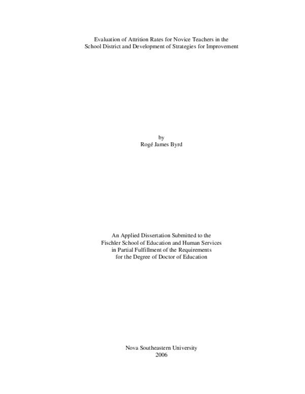 (PDF) Evaluation of Attrition Rates for Novice Teachers in the School ...