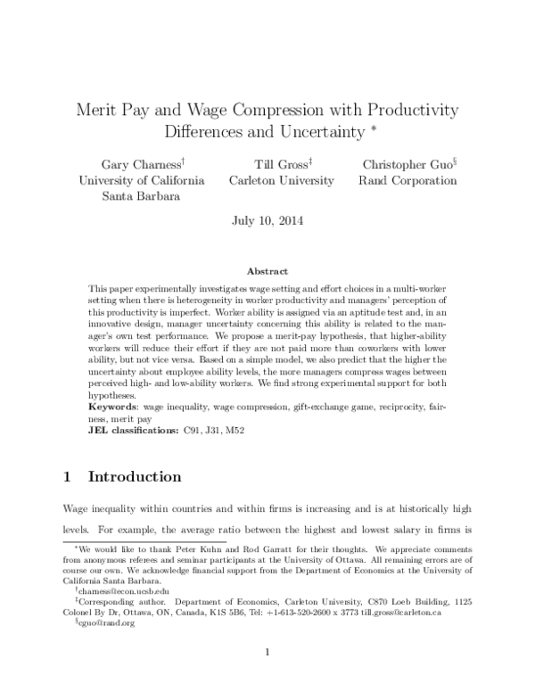 (PDF) Merit pay and wage compression with productivity differences and ...