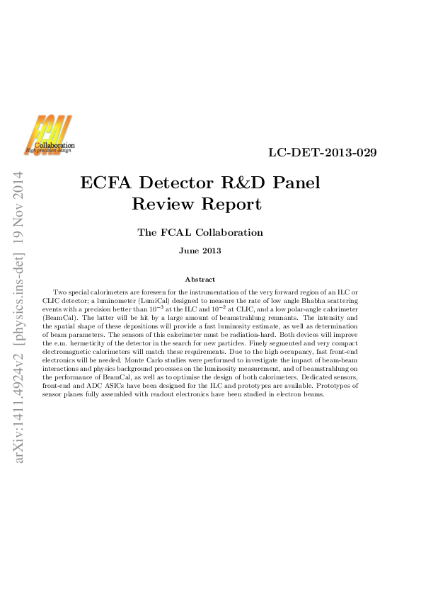(PDF) ECFA Detector R&D Panel, Review Report