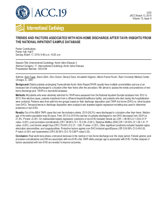 (PDF) Trends and Factors Associated with Non-Home Discharge After Tavr ...