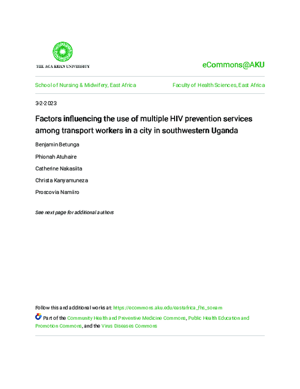 Factors influencing the use of multiple HIV prevention services among Transport workers in a City in Southwestern Uganda