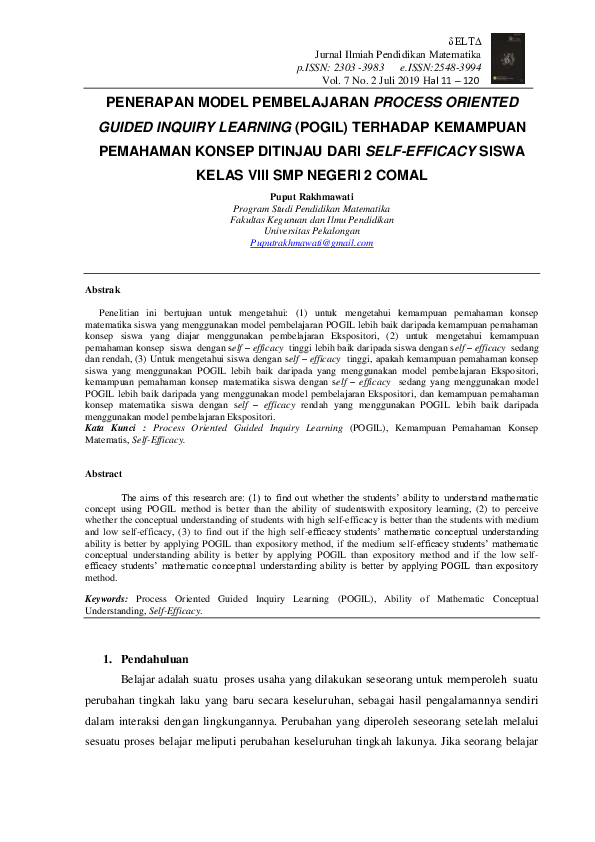 (PDF) Penerapan Model Pembelajaran Process Oriented Guided Inquiry ...