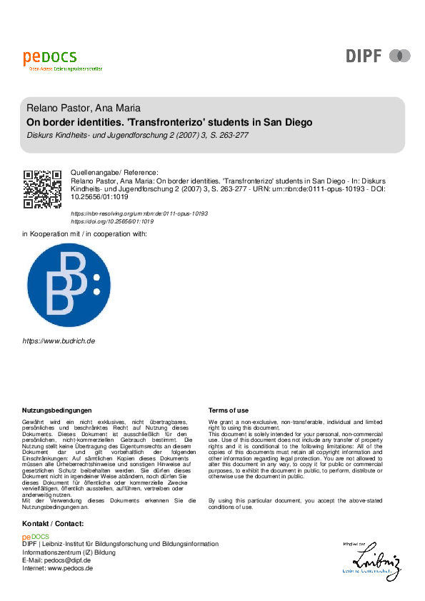 (PDF) On border identities. 'Transfronterizo' students in San Diego