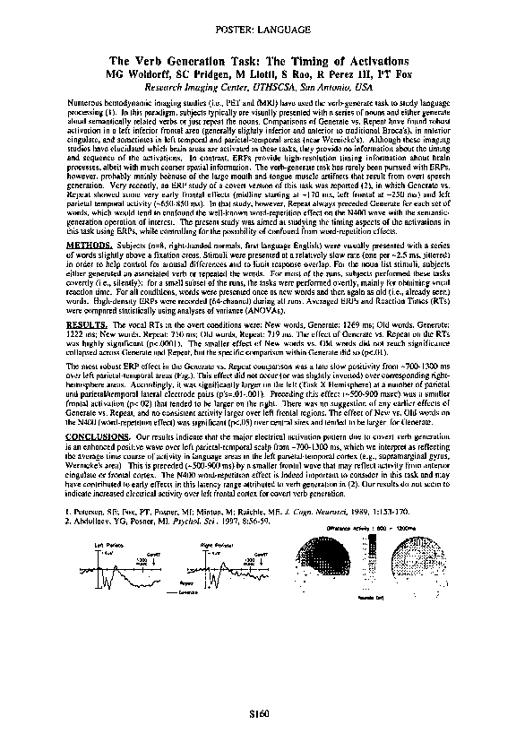 (PDF) The Verb Generation Task: The Timing of Activations