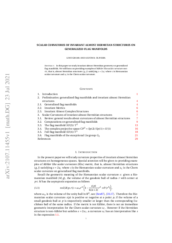 (PDF) Scalar Curvatures of Invariant Almost Hermitian Structures on ...