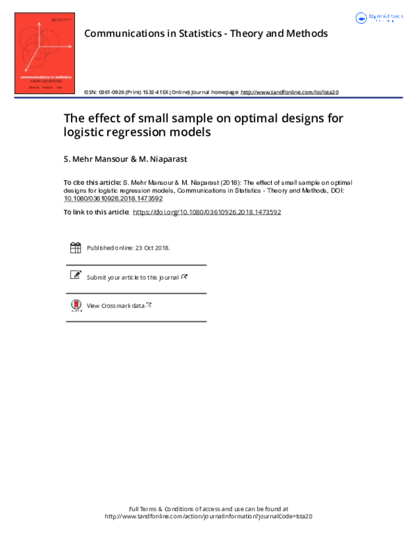 (PDF) The effect of small sample on optimal designs for logistic ...