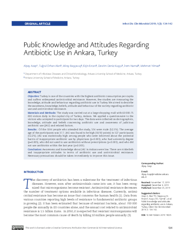 (PDF) Public knowledge and attitudes regarding antibiotic use in Ankara ...