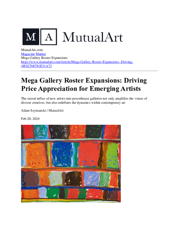 (PDF) Mega Gallery Roster Expansions: Driving Price Appreciation for ...