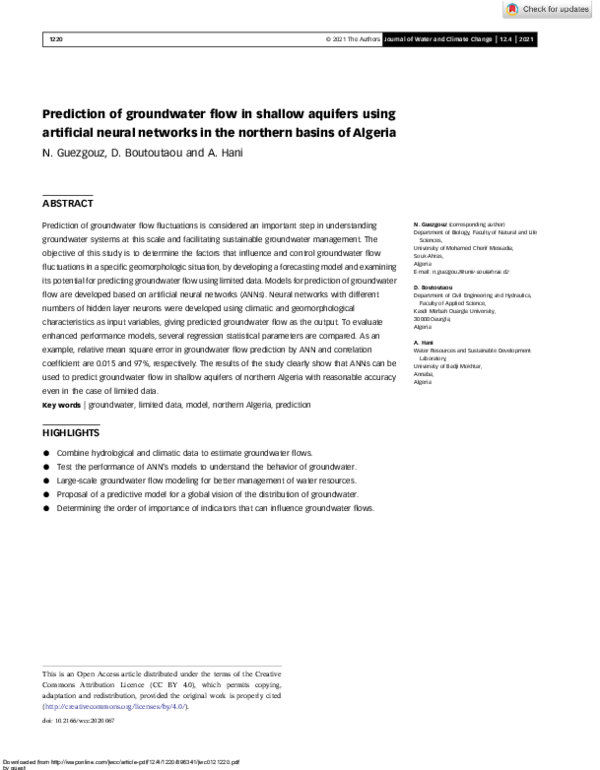 (PDF) Prediction of groundwater flow in shallow aquifers using ...