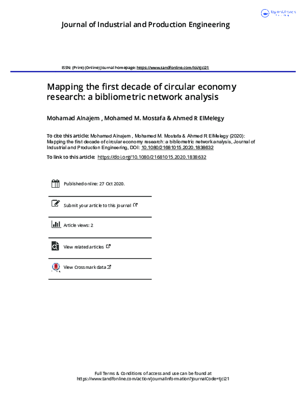 (PDF) Mapping the first decade of circular economy research: a ...