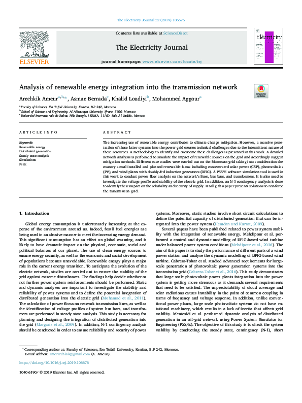 (PDF) Analysis of renewable energy integration into the transmission ...