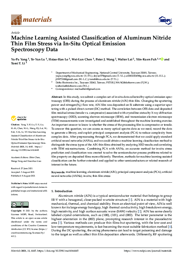 (PDF) Machine Learning Assisted Classification of Aluminum Nitride Thin ...