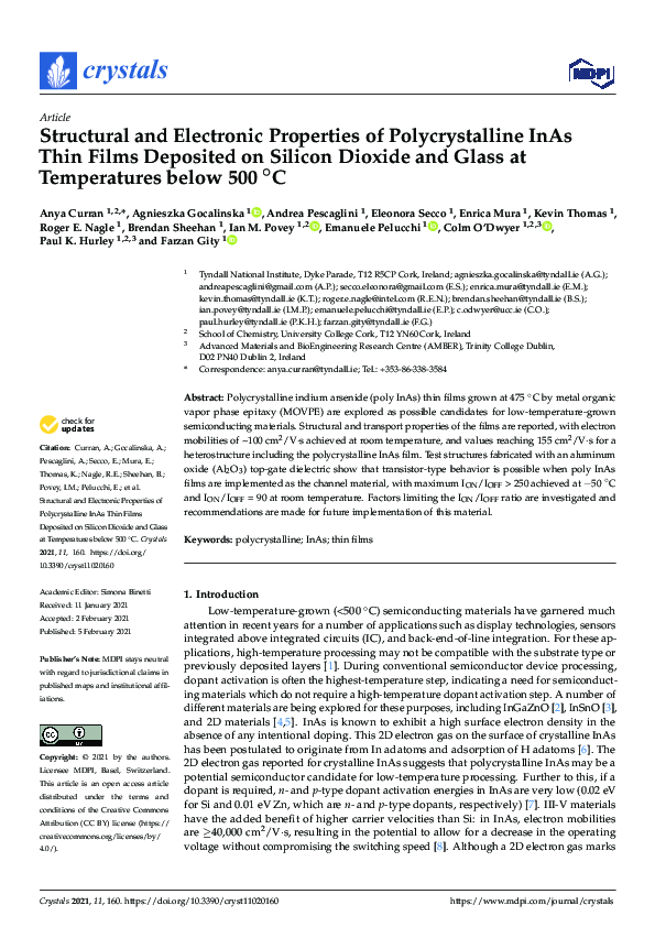 (PDF) Structural and Electronic Properties of Polycrystalline InAs Thin ...