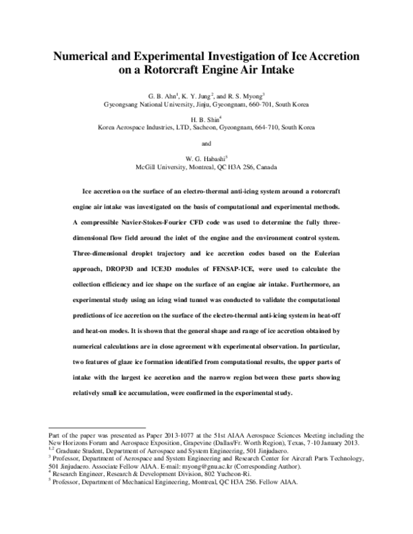 (PDF) Numerical and Experimental Investigation of Ice Accretion on ...