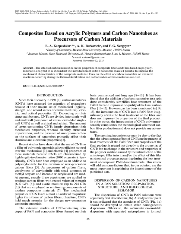 (PDF) Composites based on acrylic polymers and carbon nanotubes as ...