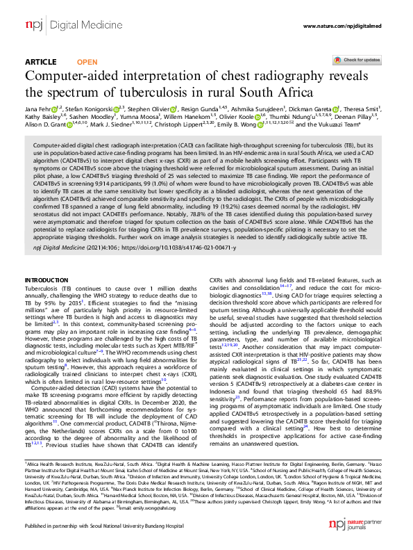 (PDF) Computer-aided interpretation of chest radiography reveals the ...