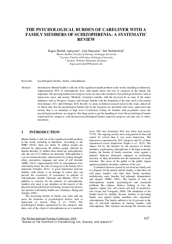 (PDF) The Psychological Burden of Caregiver with a Family Members of ...