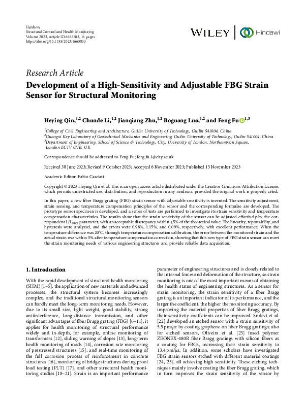 (PDF) Development of a High-Sensitivity and Adjustable FBG Strain ...