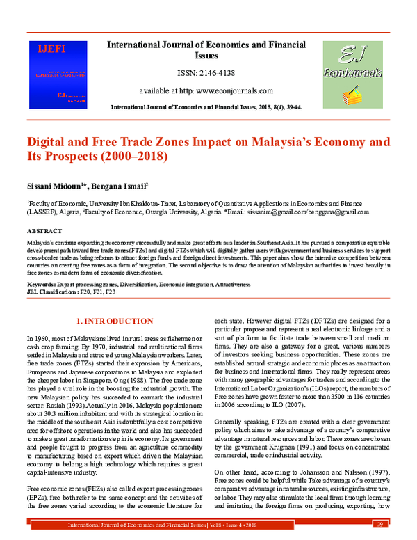 (PDF) Digital and Free Trade Zones Impact on Malaysia's Economy and Its ...