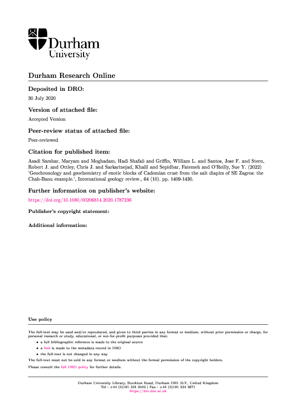 PDF) Geochronology and geochemistry of exotic blocks of
